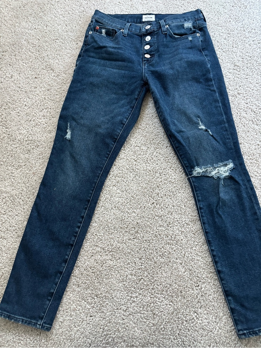 Hudson Jeans Dark Blue Skinny Distressed Button-Fly